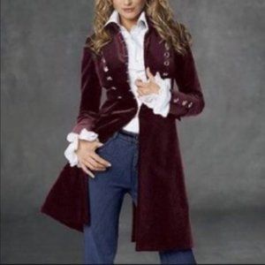 NEWPORT NEWS Maroon Velvet Military Coat Sz XL 18